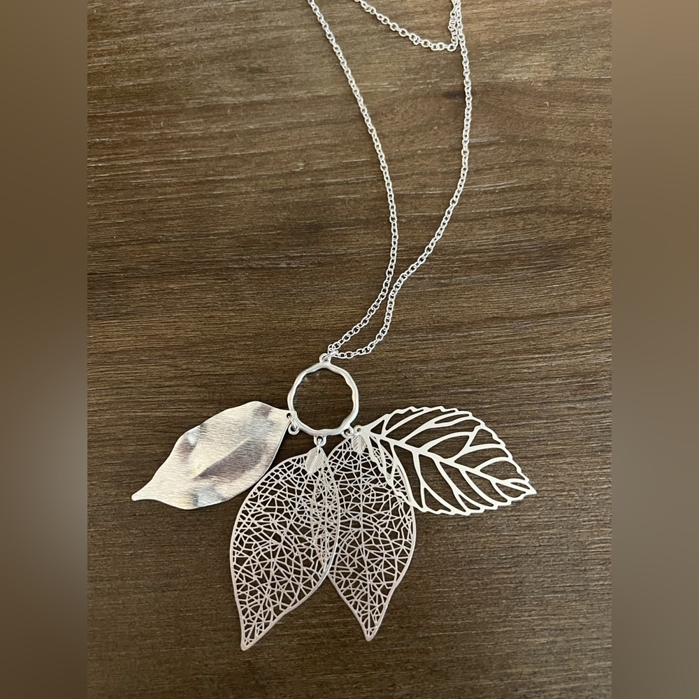 Silver leaf necklace